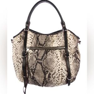 MZ Wallace Bianca Tote with Snake Print Nylon and Leather Accents